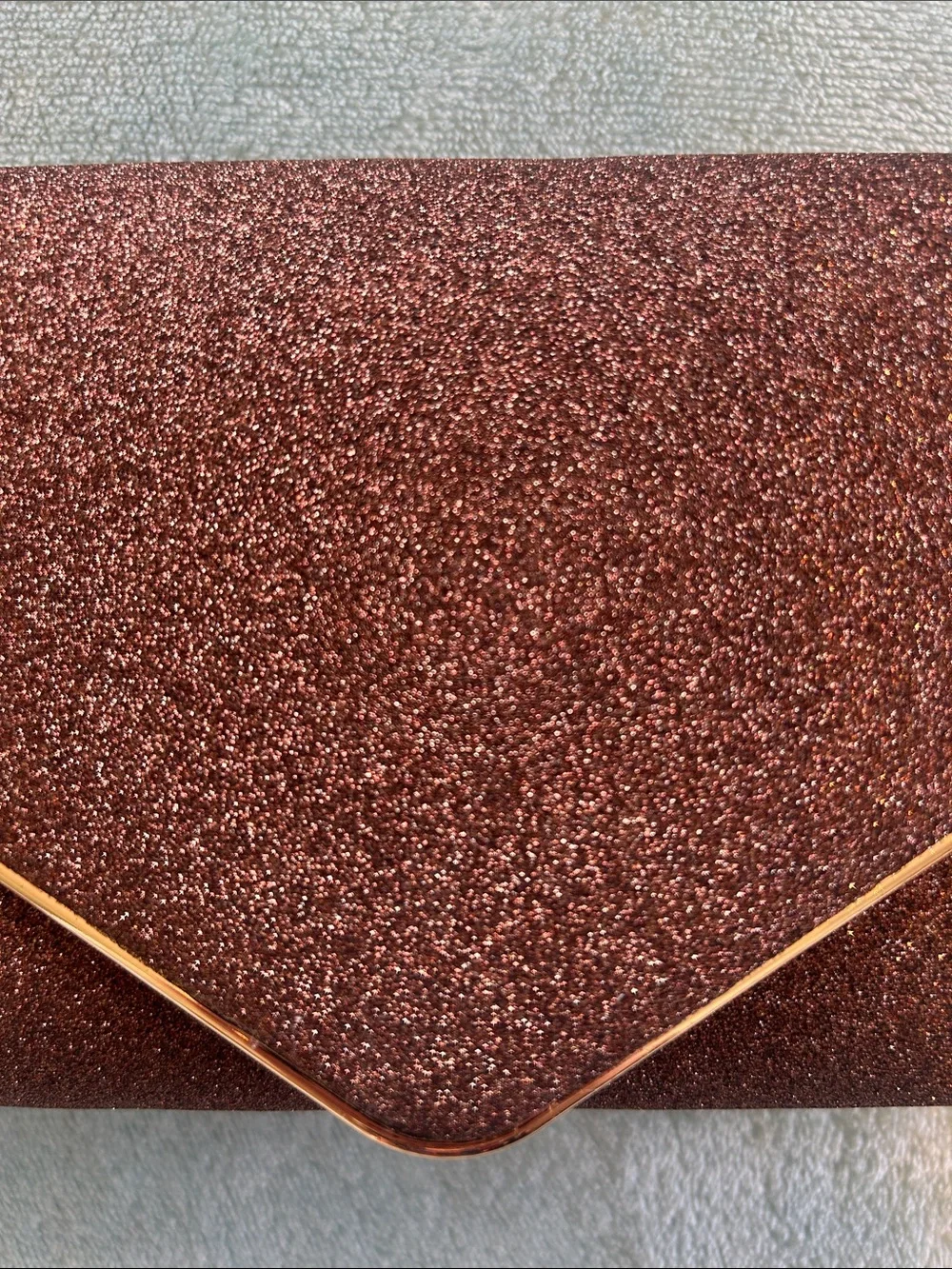 Glitter Envelope Clutch/Crossbody — Sparkling Bronze with Gold Trim